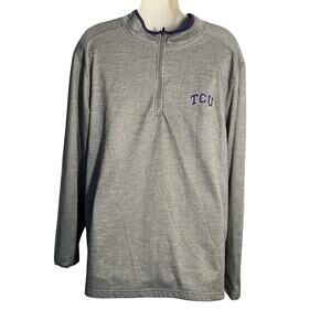 TCU Horned Frogs Shirt Men L Gray Purple Colosseum Athletics 1/4 Zip Pullover